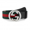 GUCCI MEN'S WEB STRIPED CANVAS BELT