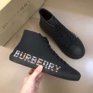 BURBERRY LOGO PRINT GABARDINE HIGH-TOP SNEAKERS – BBR82