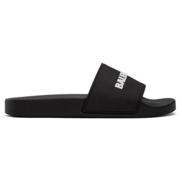 BALENCIAGA RUBBER LOGO POOL SLIDE SANDALS - BBS5