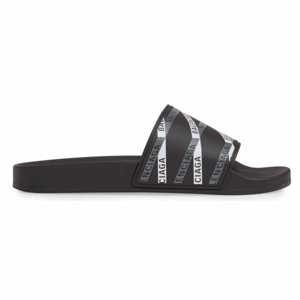 BALENCIAGA RUBBER LOGO POOL SLIDE SANDALS - BBS9