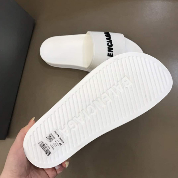 BALENCIAGA RUBBER LOGO POOL SLIDE SANDALS - BBS7