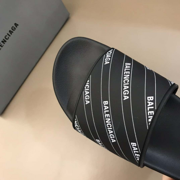 BALENCIAGA RUBBER LOGO POOL SLIDE SANDALS - BBS6