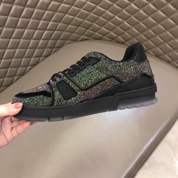 LOUIS VUITTON GLITTER SNEAEKERS BLACK TRAINER - LV223