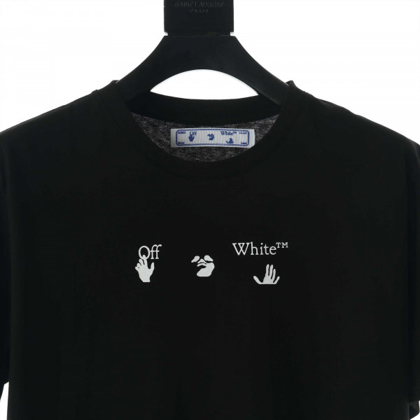 " OW Blue Marker Slim Cotton Jersey T-shirt Black/blue - OW10"