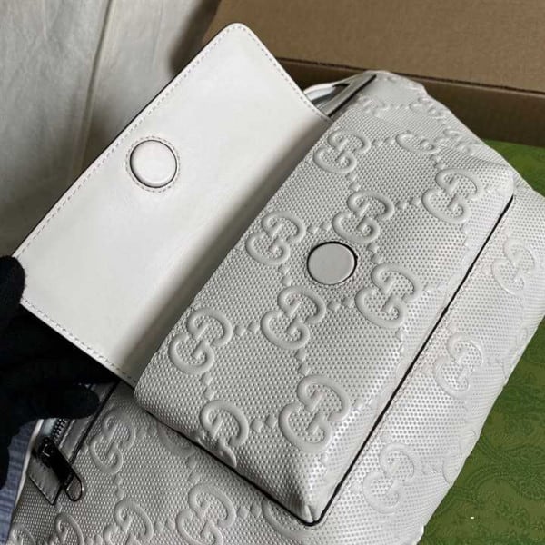 GG EMBOSSED BELT BAG IN WHITE GG EMBOSSED LEATHER