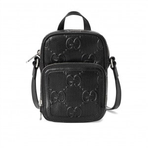 GG EMBOSSED MINI BAG IN BLACK LEATHER