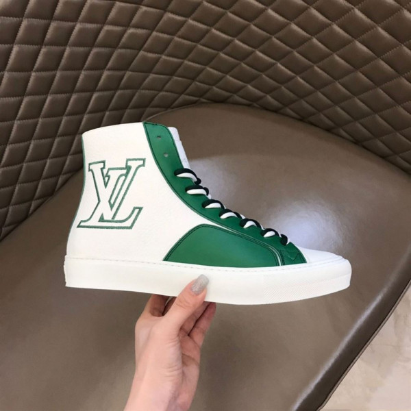 LOUIS VUITTON SNEAKERS BOOTS GREEN GRAINED CALF LEATHER - LSVT098