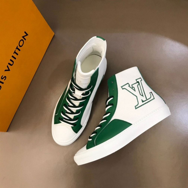 LOUIS VUITTON SNEAKERS BOOTS GREEN GRAINED CALF LEATHER - LSVT098