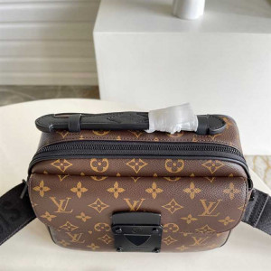 M45806 LOUIS VUITTON S LOCK MESSENGER BAG MONOGRAM MACASSAR COATED CANVAS EPI LEATHER TRIM AND LINING