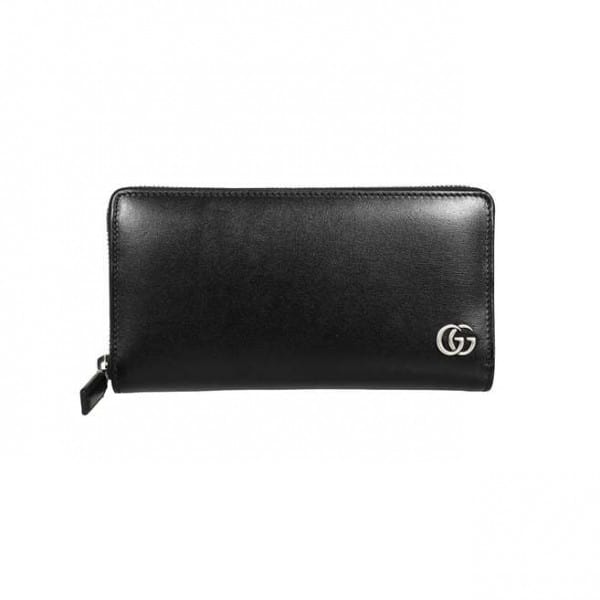 Gucci gg Marmont Leather Zip Around Wallet Black Metal Free Tanned Leather Double G - WEG002