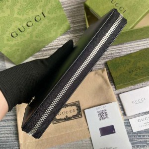 Gucci gg Marmont Leather Zip Around Wallet Black Metal Free Tanned Leather Double G - WEG002