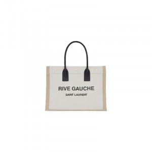 RIVE GAUCHE TOTE BAG IN LINEN AND LEATHER - WBY16