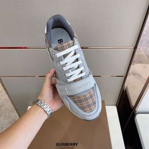 BURBERRY CHECK, SUEDE AND LEATHER SNEAKERS - BBR103