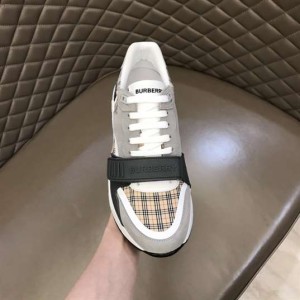 BURBERRY CHECK, SUEDE AND LEATHER SNEAKERS - BBR096