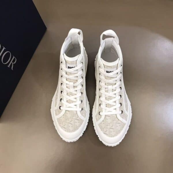 B28 HIGH-TOP SNEAKER OFF-WHITE DIOR OBLIQUE JACQUARD AND WHITE RUBBER - CDO084