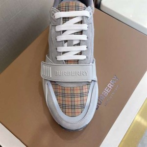 BURBERRY CHECK, SUEDE AND LEATHER SNEAKERS - BBR103