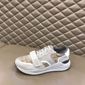 BURBERRY CHECK, SUEDE AND LEATHER SNEAKERS - BBR093