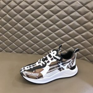 VINTAGE CHECK COTTON AND LEATHER SNEAKERS - BBR111