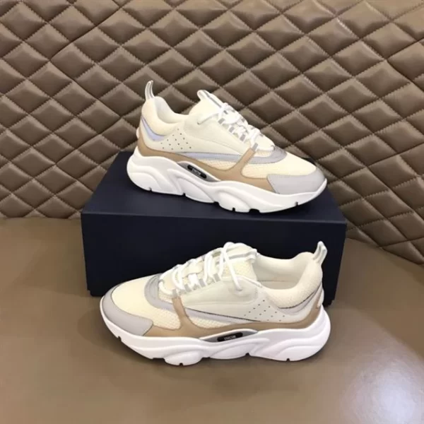 B22 SNEAKER CREAM TECHNICAL MESH WITH BEIGE AND WHITE SMOOTH CALFSKIN - CD125