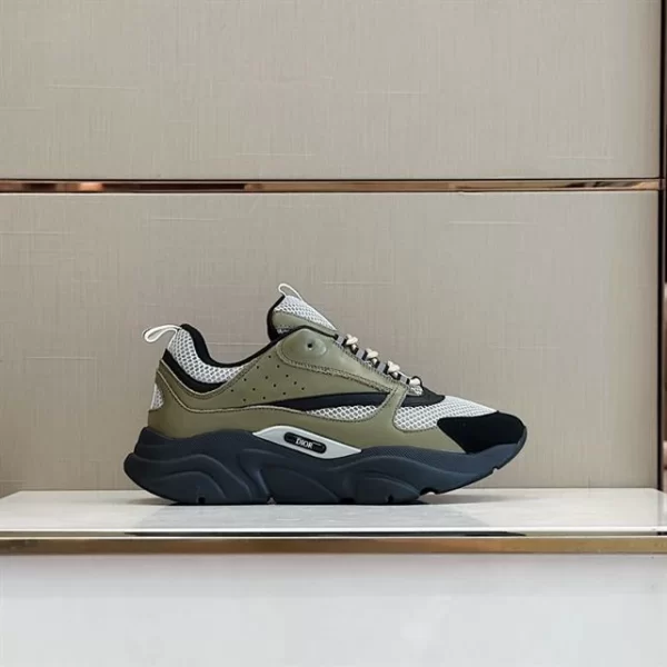 B22 SNEAKER KHAKI AND BLACK TECHNICAL MESH AND KHAKI CALFSKIN - CD135