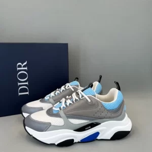 B22 SNEAKER WHITE AND BLUE TECHNICAL MESH AND GRAY CALFSKIN - CD127