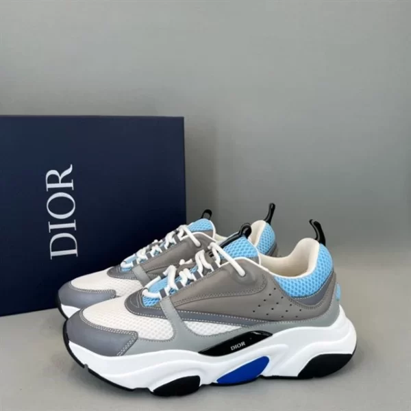 B22 SNEAKER WHITE AND BLUE TECHNICAL MESH AND GRAY CALFSKIN - CD127