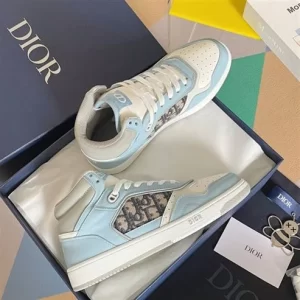 B27 HIGH-TOP SNEAKER LIGHT BLUE WHITE AND DIOR GRAY SMOOTH CALFSKIN - CD118