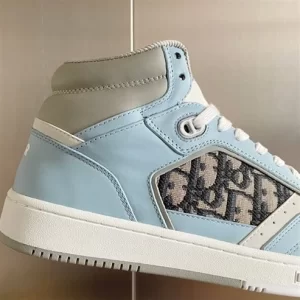 B27 HIGH-TOP SNEAKER LIGHT BLUE WHITE AND DIOR GRAY SMOOTH CALFSKIN - CD118