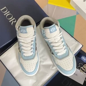 B27 HIGH-TOP SNEAKER LIGHT BLUE WHITE AND DIOR GRAY SMOOTH CALFSKIN - CD118