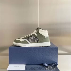 B27 HIGH-TOP SNEAKER OLIVE AND CREAM SMOOTH CALFSKIN - CD116