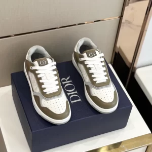 B27 LOW-TOP SNEAKER KHAKI AND CREAM SMOOTH CALFSKIN WITH CREAM DIOR OBLIQUE GALAXY LEATHER - CDO96