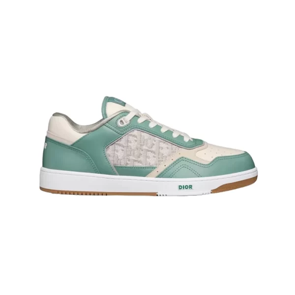 B27 LOW-TOP SNEAKER TURQUOISE AND CREAM SMOOTH CALFSKIN AND CREAM DIOR OBLIQUE JACQUARD CANVAS - CDO95