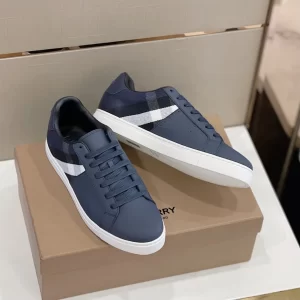 BURBERRY LEATHER AND CHECK COTTON SNEAKERS - BBR123