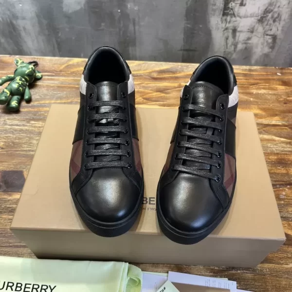 BURBERRY LEATHER AND CHECK COTTON SNEAKERS - BBR124