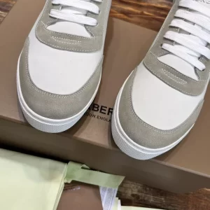 BURBERRY LEATHER, SUEDE AND VINTAGE CHECK COTTON SNEAKERS - BBR126