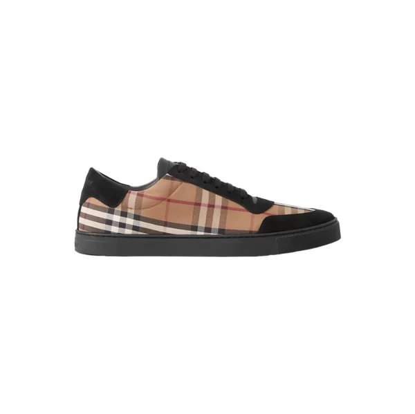 BURBERRY VINTAGE CHECK COTTON AND SUEDE SNEAKERS - BBR119