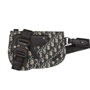 SADDLE POUCH BEIGE AND BLACK OBLIQUE JACQUARD - DR028