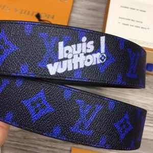 LOUIS VUITTON INITIALES EVERYDAY LV 40MM REVERSIBLE BELT BLUE MONOGRAM BLACK CALF LEATHER - B0134