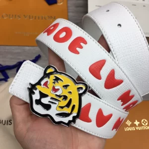 LOUIS VUITTON X NIGO DENIM 40MM REVERSIBLE BELT IN WHITE - B0121