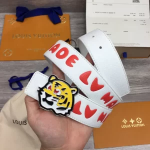 LOUIS VUITTON X NIGO DENIM 40MM REVERSIBLE BELT IN WHITE - B0121