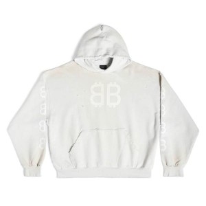 Balenciaga Crypto Hoodie Medium Fit In White - SBH023